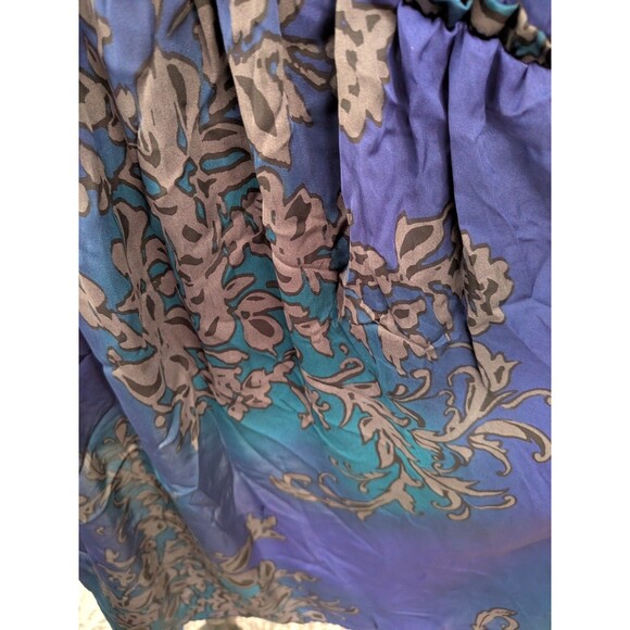 Evolution by JMS Top Womens 4X Purple Blue Paisley Peasant Boho Silky Blouse V - Picture 6 of 12